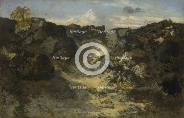 Rocky Landscape, c. 1840. Artist: Rousseau, Théodore (1812-1867)