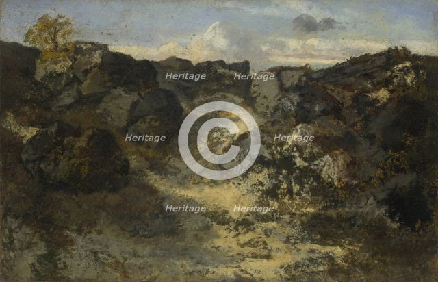 Rocky Landscape, c. 1840. Artist: Rousseau, Théodore (1812-1867)