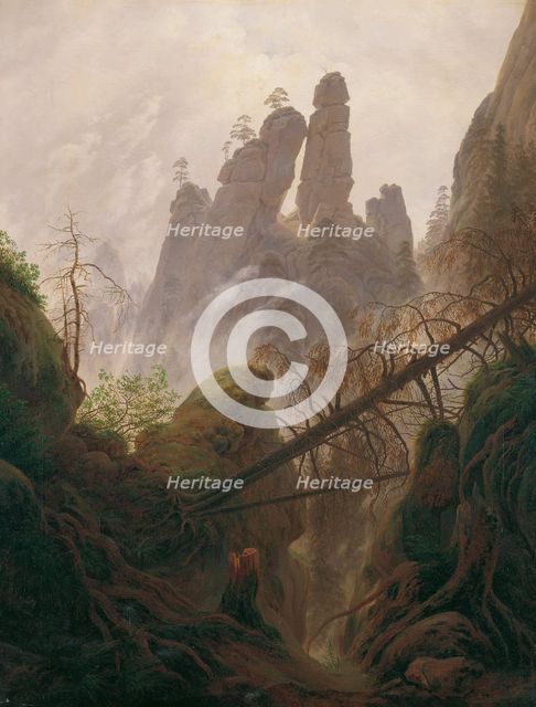Rocky Landscape in the Elbe Sandstone Mountains, 1822-1823. Artist: Friedrich, Caspar David (1774-1840)