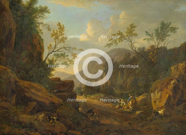 Rocky Landscape in the Evening Light, 1665-1670. Creator: Johann Franciscus Ermels.
