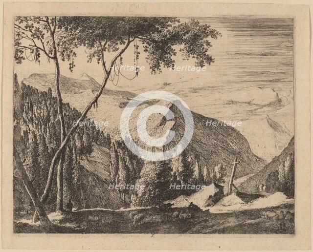 Rocky Landscape with Cross: pl.5. Creators: Roelant Roghman, Melchior Küsel.