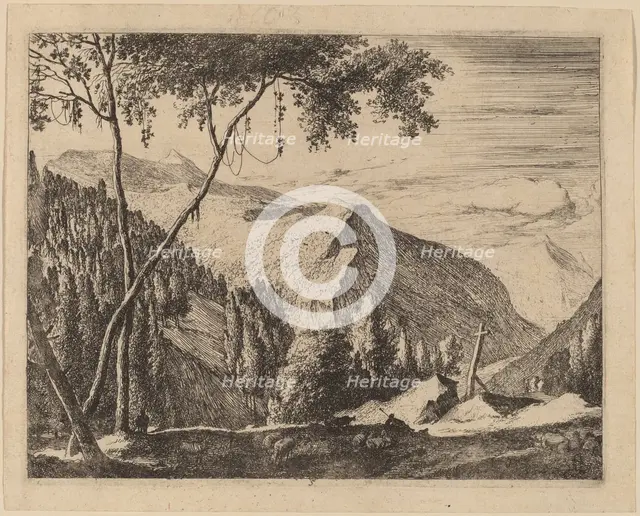 Rocky Landscape with Cross: pl.5. Creators: Roelant Roghman, Melchior Küsel.