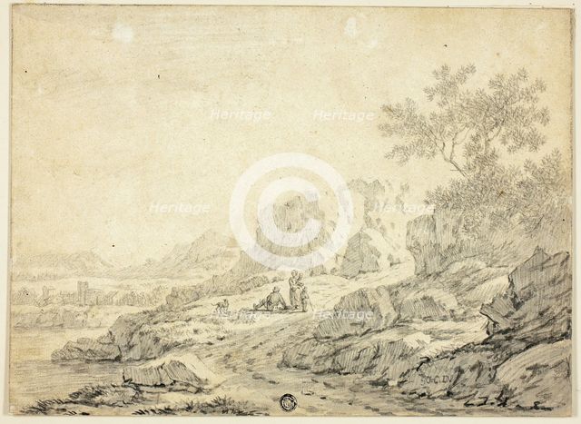 Rocky Landscape with Figures and Dog on Path, n.d. Creator: Georg Friedrich Dietzsch.