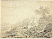 Rocky Landscape with Figures and Dog on Path, n.d. Creator: Georg Friedrich Dietzsch