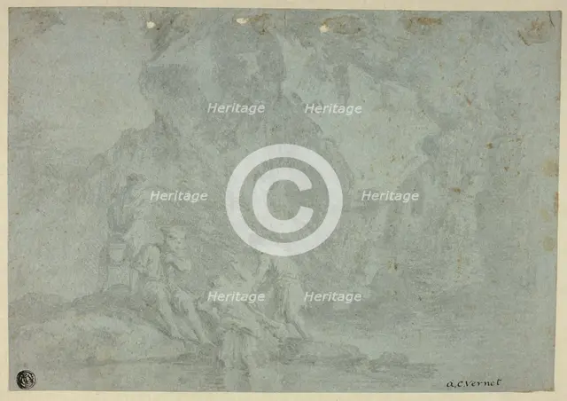 Rocky Landscape with Figures, n.d. Creator: Unknown.