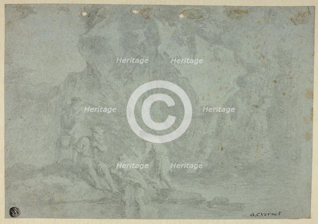 Rocky Landscape with Figures, n.d. Creator: Unknown.