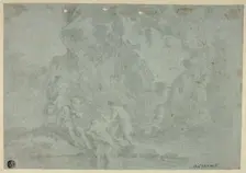 Rocky Landscape with Figures, n.d. Creator: Unknown