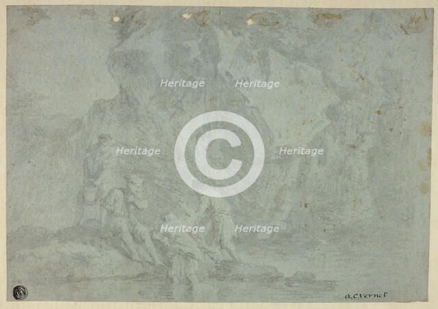 Rocky Landscape with Figures, n.d. Creator: Unknown.