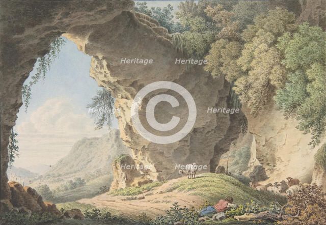 Rocky Landscape with Sleeping Shepherd, 1817. Creator: Philip Heinrich Dunker.