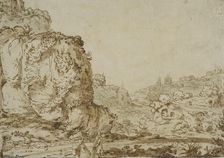Rocky landscape with ruins and a mountain village. Creator: Jan Symonsz. Pynas