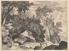 Rocky Landscape with the Stigmatisation of Saint Francis.n.d. Creator: Aegidius Sadeler II