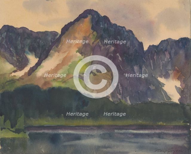 Rocky Mountains Above the River, 1930. Creator: Zolo Palugyay.