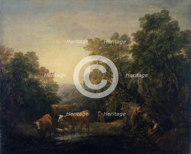 'Rocky wooded landscape with rustic lovers', 1771-74. Artist: Thomas Gainsborough.