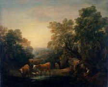 Rocky wooded landscape with rustic lovers 1771-74. Creator: Thomas Gainsborough