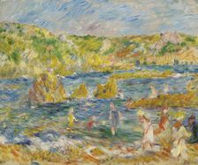 Rochers de Guernesey avec personnages (Plage à Guernesey) , 1883. Creator: Renoir, Pierre Auguste (1841-1919)