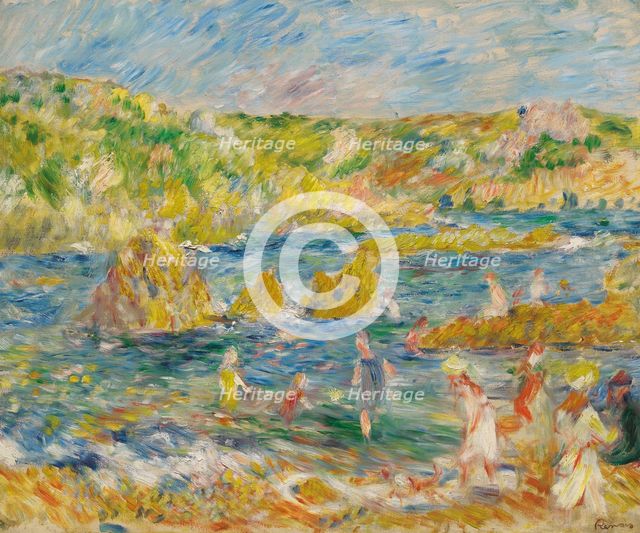 Rochers de Guernesey avec personnages (Plage à Guernesey) , 1883. Creator: Renoir, Pierre Auguste (1841-1919).
