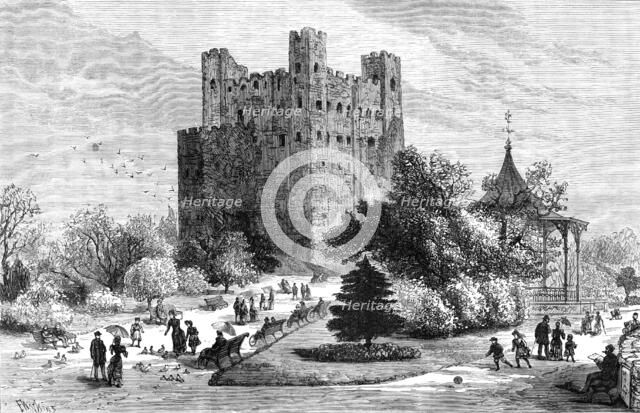 Rochester Castle and grounds as a public park, 1883. Creator: Unknown.