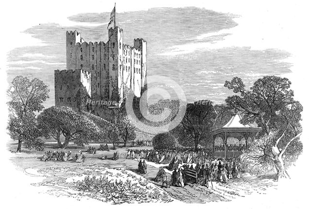 Rochester Castle and the new public gardens, 1872. Creator: Unknown.