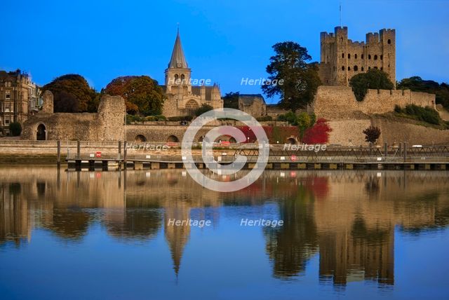 Rochester Cathedral and Castle from across the River Medway, Kent, 2010. Artist: Historic England Staff Photographer.