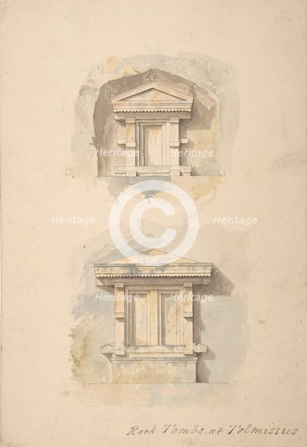 Rock Tombs at Telmissus, 19th century. Creator: Anon.