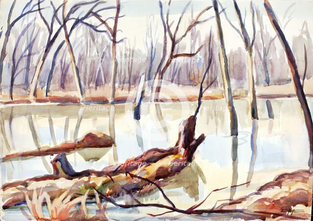 Rock Creek, Winter, ca. 1920-1929. Creator: Edgar Nye.