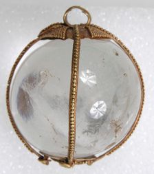 Rock Crystal Amuletic Sphere Pendant, Hunnic or Frankish, 4th-5th century. Creator: Unknown