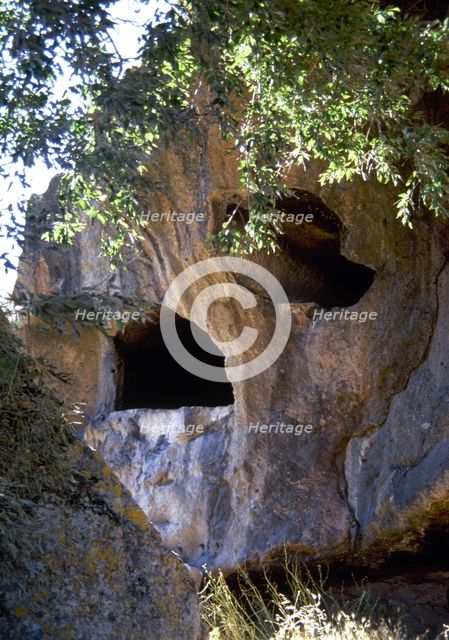Rock-cut chambers tombs, Necropolis of Sant-Andrea Priu, Domus de Janas, Sardinia, Italy, (1998). Creator: LTL.