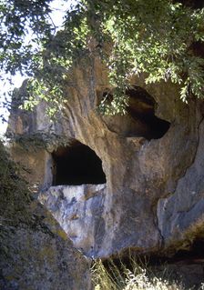 Rock-cut chambers tombs, Necropolis of Sant-Andrea Priu, Domus de Janas, Sardinia, Italy, (1998). Creator: LTL
