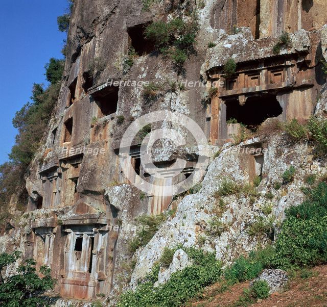 Rock-cut tombs in Telmessos Lykian, 4th century BC. Artist: Unknown