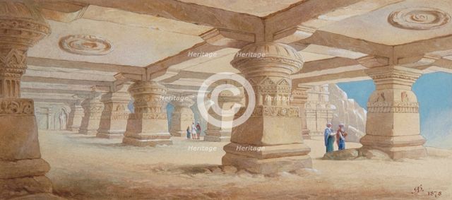 'Rock Cut Temple, Ellora', Maharashtra, India, 1878. Artist: Edward Arthur Heffer