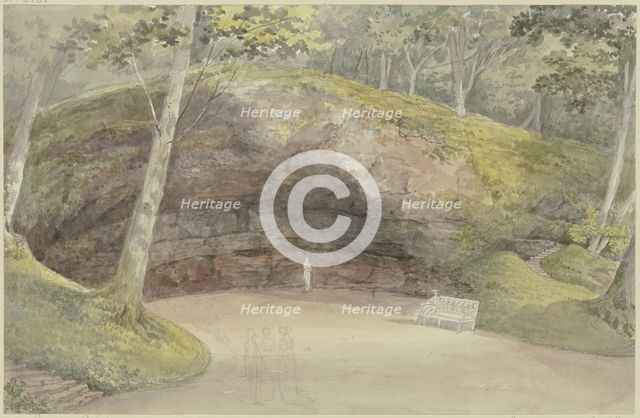 Rock grotto in the park at Wilhelmsthal near Eisenach, c1790-1794. Creator: Georg Melchior Kraus.