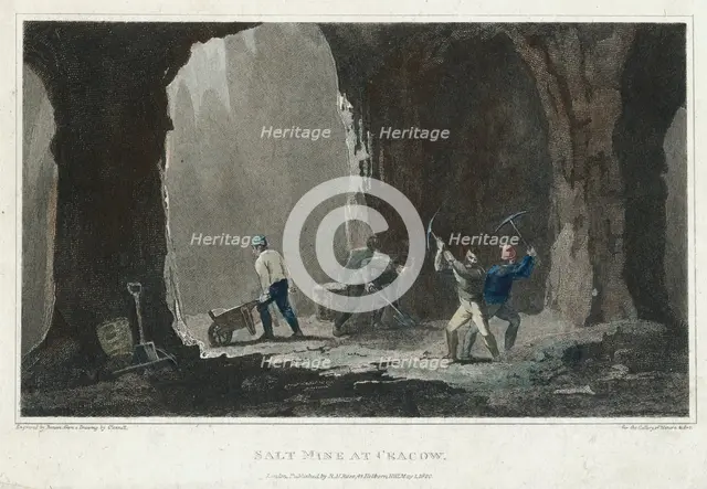 Rock Salt: Miners at work in salt mine near Cracow, Poland, c1820.  Creator: Unknown.