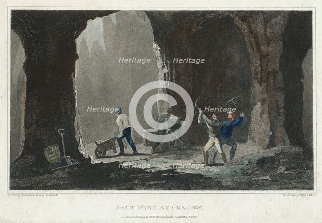 Rock Salt: Miners at work in salt mine near Cracow, Poland, c1820.  Creator: Unknown.