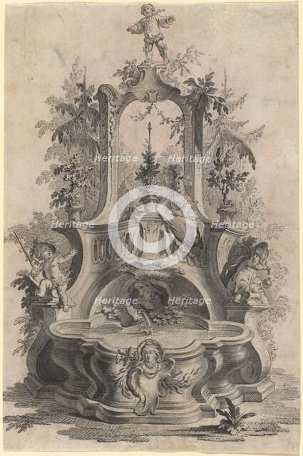 Rococo Fountain with Lovers and the Four Elements. Creator: Johann Esaias Nilson.