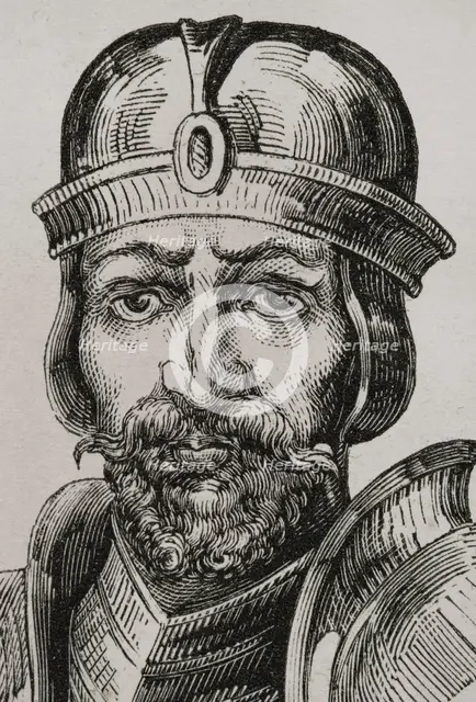 Roderick, (Rodrigo), last Visigothic king, (710 to 711), 1853.  Creator: Unknown.