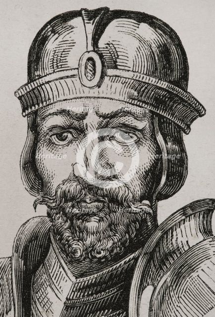 Roderick, (Rodrigo), last Visigothic king, (710 to 711), 1853.  Creator: Unknown.