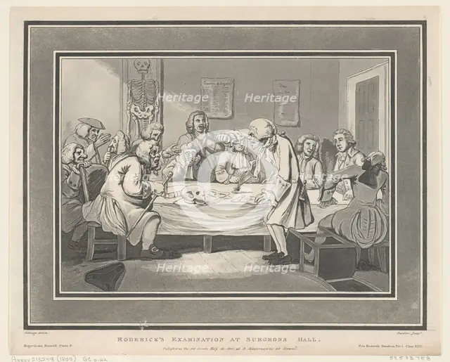 Roderick's Examination at Surgeon's Hall, May 12, 1800., May 12, 1800. Creators: Thomas Rowlandson, Joseph Constantine Stadler.