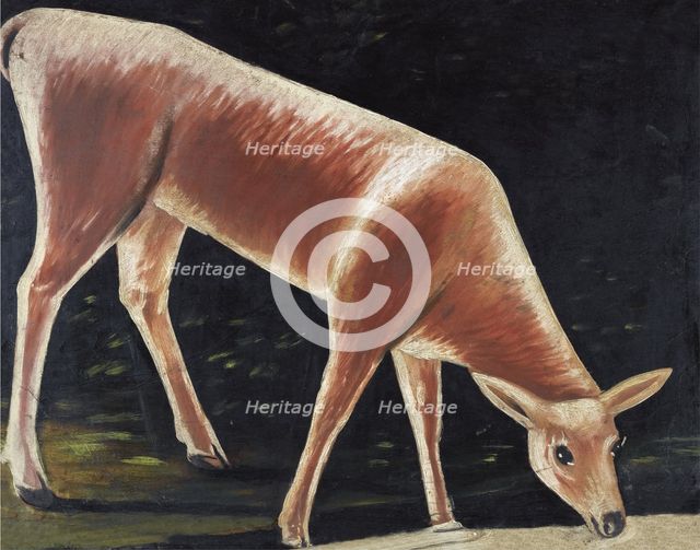 Roe deer drinking. Artist: Pirosmani, Niko (1862-1918)
