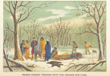 Roger Conant trading with the Indians for furs, 1898. Creator: Unknown