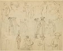 Roger de Coverley and the Gypsies [verso], c. 1803. Creator: Thomas Stothard