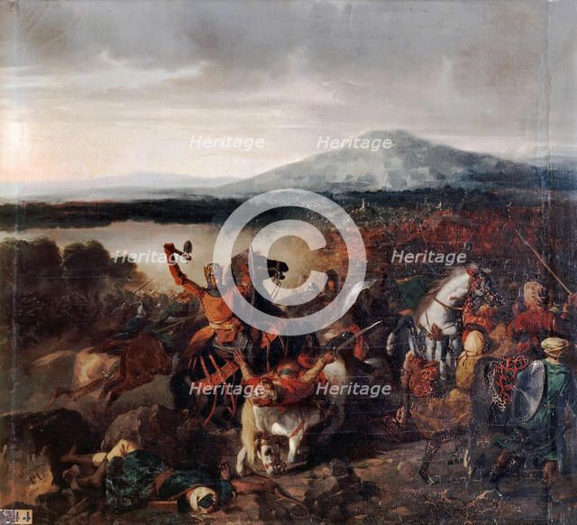 Roger I of Sicily at the Battle of Cerami in 1061. Artist: Lafaye, Prosper (1806-1883)