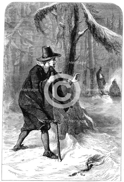 Roger Williams in the forest, America, c1630s (c1880). Artist: Whymper