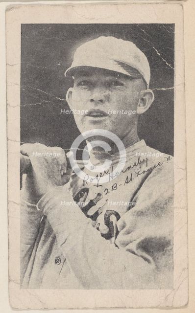 Rogers Hornsby, 2 B - St. Louis N., from Baseball strip cards (W575-2), ca. 1921-22. Creator: Unknown.