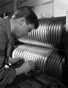 Roll turning at the Edgar Allen Steel Foundry, Sheffield, South Yorkshire, 1962. Creator: Michael Walters