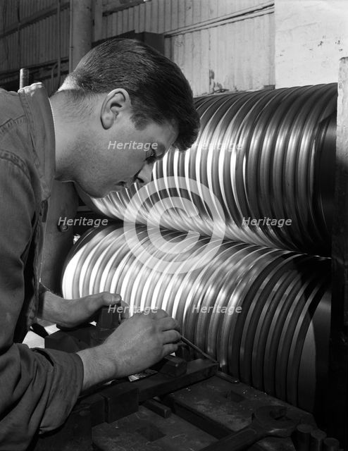 Roll turning at the Edgar Allen Steel Foundry, Sheffield, South Yorkshire, 1962. Artist: Michael Walters