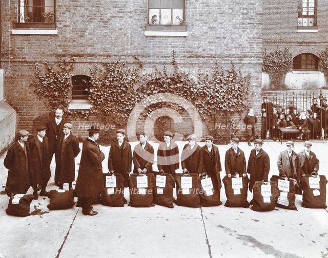 Roll call of boys about to emigrate to Canada, Essex, 1908. Artist: Unknown.