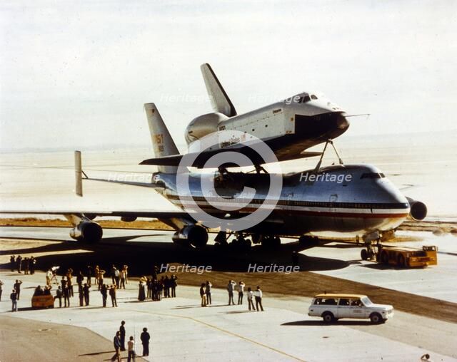 Roll-out of Space Shuttle Orbiter 'Enterprise', California, USA, 17 September 1976 Creator: NASA.