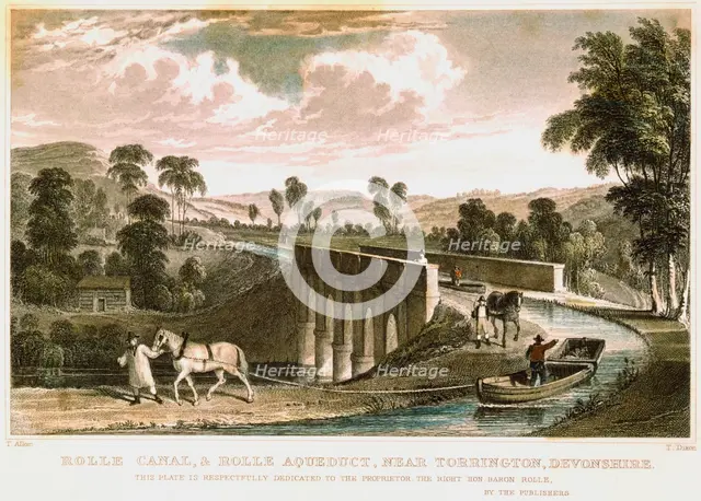 Rolle Canal and Aqueduct, near Torrington, Devon, 1829. Artist: T Dixon
