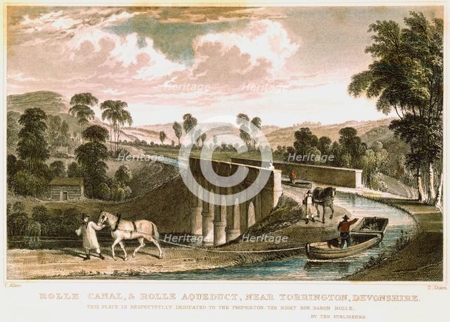 Rolle Canal and Aqueduct, near Torrington, Devon, 1829. Artist: T Dixon