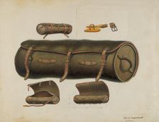 Rolled Leather Knapsack, c. 1937. Creators: Gordon Saltar, B. Berndt